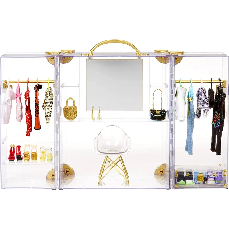 MGA Entertainment 'Rainbow High Deluxe Fashion Closet', tragbarer transparenter Acryl-Spielzeugschrank mit 31 Modeteile, 41,8 x 35,2 x 26,5 cm, ab 6 Jahren - Preisvergleich – Bild 2