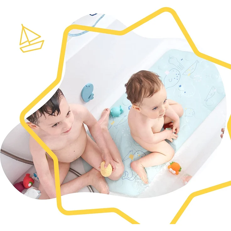 Badabulle XXL Badematte Meerestiere für Kinder, 91 x 40 cm, rutschfest & mit Temperatursensor – Bild 2