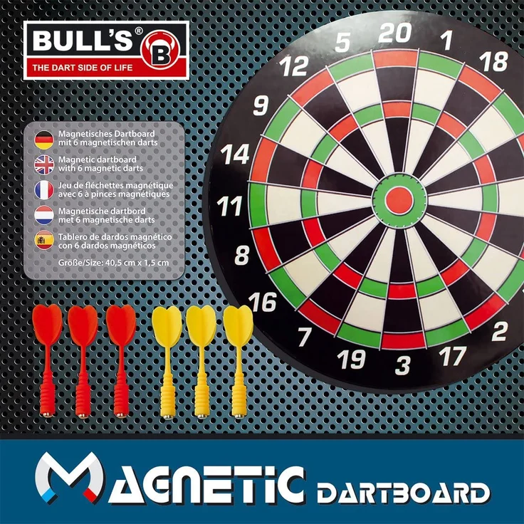 BULL'S Dartboard Magnetic, Schwarz/Gr&uumln/Rot/Beige, 40.5 x 1.5 cm – Bild 1
