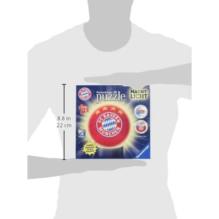 Ravensburger 3D Puzzle Nachtlicht FC Bayern München - Fanartikel für Kinder ab 6 Jahren, LED Nachttischlampe mit Klatsch-Mechanismus, Schlummerlicht – Bild 5