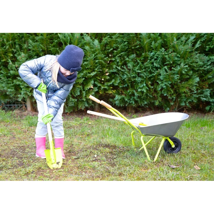Tolle Kinder Schubkarre mit Gartenwerkzeug, 5 Teile, Metall und Holz, von Legler – Bild 2