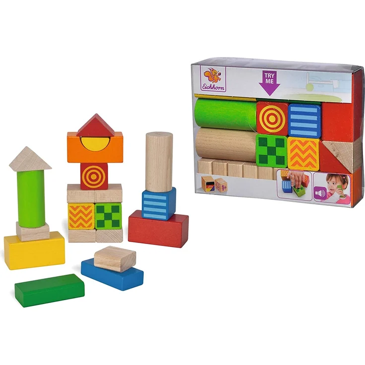 Eichhorn 100024253 - Baby Fühl- und Klangbausteine, 4 Bausteine mit Fühl- und 2 Bausteine mit Klangfunktion, 20-tlg, FSC 100% Zertifiziertes Buchenholz , Made in Germany – Bild 6