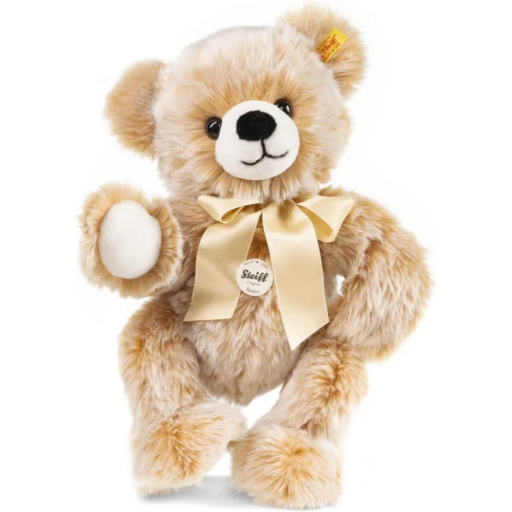 Steiff Bobby Schlenker-Teddybär - 40 cm - Teddybär mit Schleife - Kuscheltier für Kinder - weich & waschbar - braun gespitzt (013515)