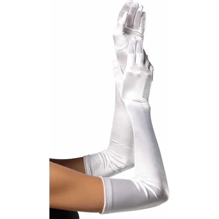 LEG AVENUE 16B - Extralange Satin-Handschuhe, weiß, Einheitsgröße, Damen Karneval Kostüm Fasching