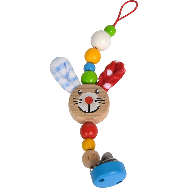 Eichhorn 100017000 - Schnullerhalter mit Clip, 27cm, zum Befestigen des Schnullers, Hasenmotiv, FSC 100% Zertifiziertes Buchenholz, Made in Germany – Bild 1