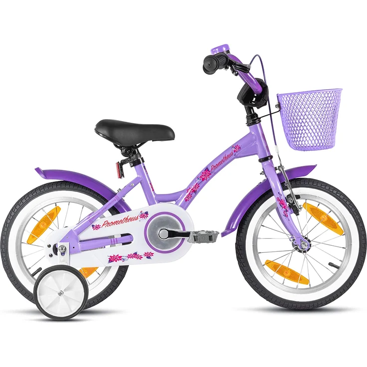 PROMETHEUS BICYCLES® Kinderfahrrad 14'' ab 3 Jahre mit Stützräder in Violett & Weiß – Bild 2