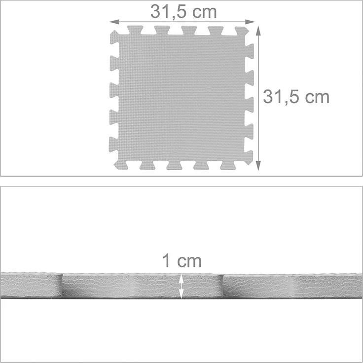 Relaxdays Puzzlematte 36-teilig, EVA Schaumstoff, schadstofffrei, 1,4 m², Spielmatte mit Rand, Kinder Matte, grau/weiß – Bild 4