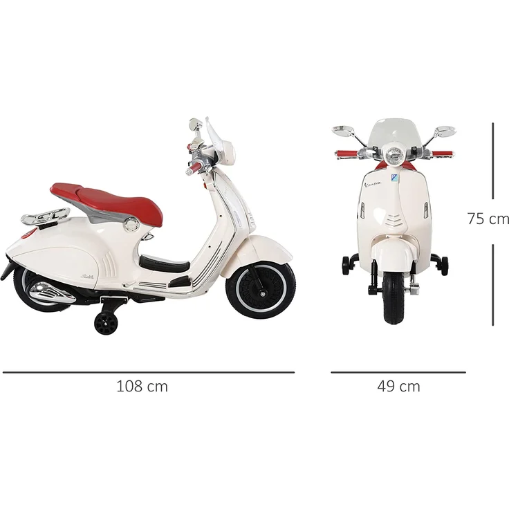 Elektrisches Kindermotorrad als Vespa (Farbe: weiß) – Bild 3