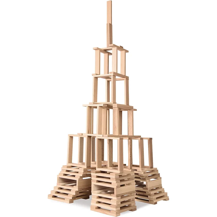 Eichhorn Holzbaukasten, Holzsteine inkl. Vorlagen, Buchenholz 200 teilig – Bild 4