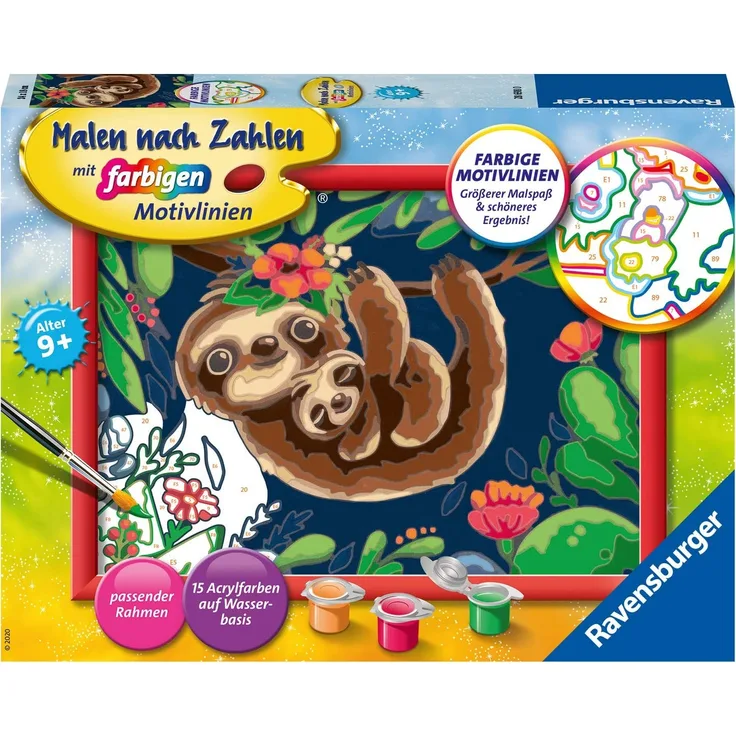 Ravensburger Malen nach Zahlen Malset Niedliche Faultiere