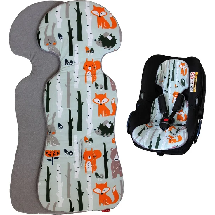 ByBoom Basics Baby Sitzauflage, Sitzeinlage 77x32 cm, Baumwoll- und Frotteeseite, für Babyschale, Autositz (z. B. Maxi-Cosi, Britax-Römer, Cybex), Kinderwagen, Buggy, Fahrradanhänger - Made in EU