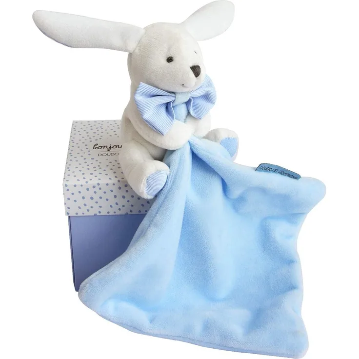 Hase mit Schmusetuch, himmelblau 10cm