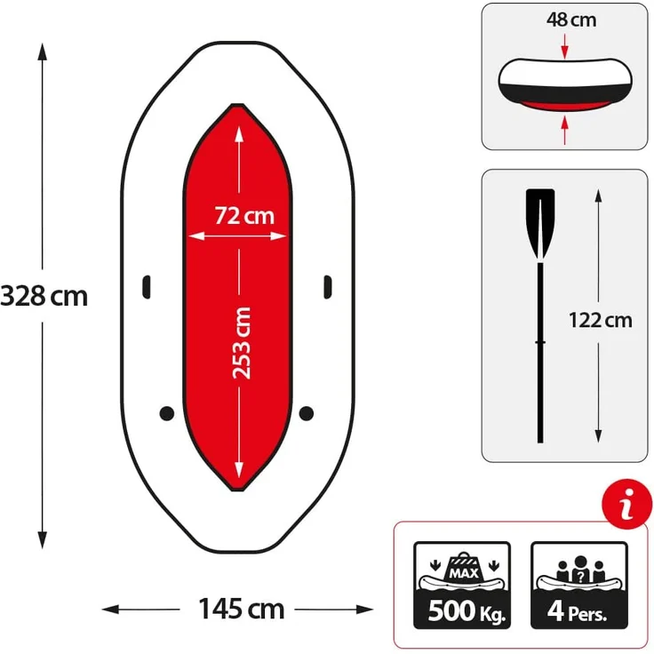 Intex Boot 'Mariner 4' Schlauchboot-Set, inkl. Alu-Paddel, Pumpe, bis 400kg, 328x145x48cm (LxBxH) – Bild 11