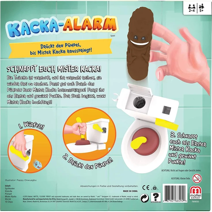 Mattel Games FWW30 - Kacka-Alarm lustiges Kinderspiel geeignet für 2 - 4 Spieler, Spieldauer ca. 15 Minuten, Kinderspiele ab 5 Jahren – Bild 6