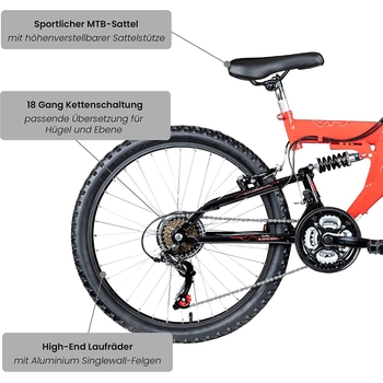 Galano FS240 Mountainbike 24 Zoll Kinderfahrrad - Fully Mit 18 Gängen Für Kids Ab 8 Jahren