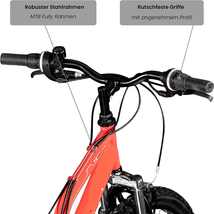 Galano FS180 Jugendfahrrad 24 Zoll Mountainbike 130 - 145 cm 21 Gänge Mädchen Jungen Fahrrad ab 8 Jahre MTB Fully Jugendrad V-Brakes rot, 37 cm – Bild 6