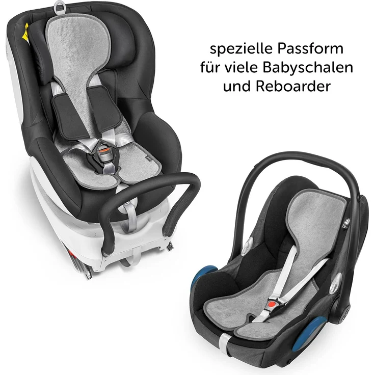 Zamboo Komfort Sitzauflage für Babyschale & Reboarder (passend für Maxi-Cosi, Cybex, Römer) - Atmungsaktive Sommer Sitzeinlage gegen Schwitzen, schont den Kindersitz Bezug - Grau – Bild 2