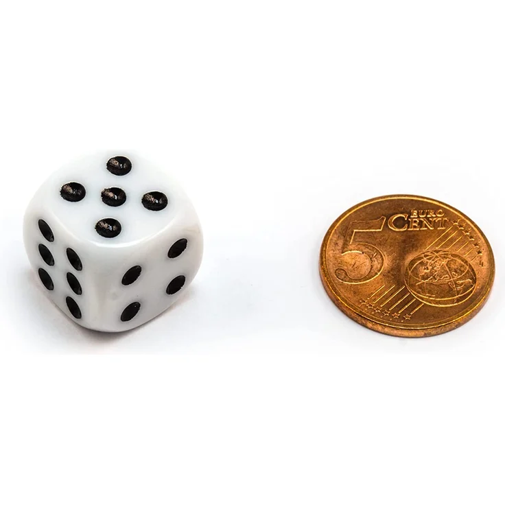 20 hochqualitative Würfel von Waldfelsen® Standardgröße 16 mm Acrylwürfel Knobel Spielwürfel Dice 6-seitig sechsseitig Spielzubehör Set mit Stoffbeutel (Weiß, 20 Stück) – Bild 7