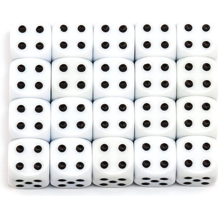 20 hochqualitative Würfel von Waldfelsen® Standardgröße 16 mm Acrylwürfel Knobel Spielwürfel Dice 6-seitig sechsseitig Spielzubehör Set mit Stoffbeutel (Weiß, 20 Stück) – Bild 4