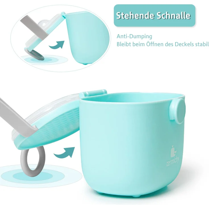 Milchpulver Portionierer, Termichy Milchpulver-Spender, 250g luftdichter tragbarer Milchpulver-Behälter für Reisen, mit Schaber und Löffel (Blau,1 Stück) – Bild 6