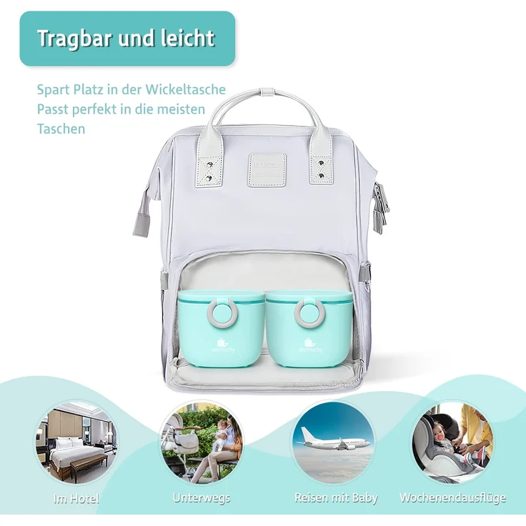 Milchpulver Portionierer, Termichy Milchpulver-Spender, 250g luftdichter tragbarer Milchpulver-Behälter für Reisen, mit Schaber und Löffel (Blau,1 Stück) – Bild 5