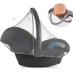 Zamboo Insektenschutz für Babyschale - Mückennetz für Baby Autositze (z. B. Maxi-Cosi, Cybex, Römer) - feinmaschiges Moskitonetz mit Gummizug und Trageöffnung - Grau