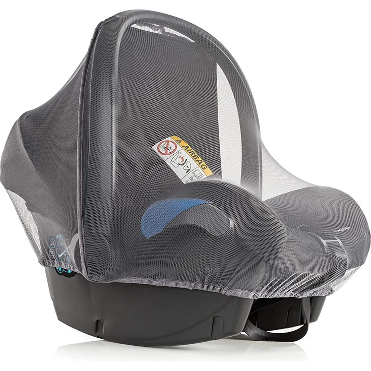 Zamboo Insektenschutz für Babyschale - Mückennetz für Baby Autositze (z. B. Maxi-Cosi, Cybex, Römer) - feinmaschiges Moskitonetz mit Gummizug und Trageöffnung - Grau – Bild 5