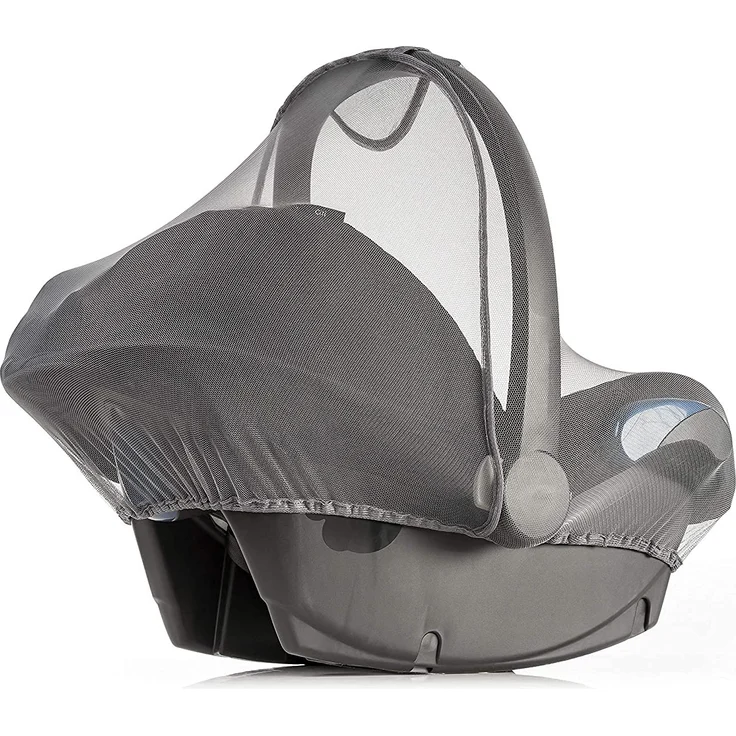 Zamboo Insektenschutz für Babyschale - Mückennetz für Baby Autositze (z. B. Maxi-Cosi, Cybex, Römer) - feinmaschiges Moskitonetz mit Gummizug und Trageöffnung - Grau – Bild 4