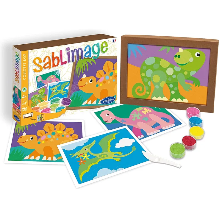 Sentosphere 3900895 Sablimage Sandbilder Bastelset für Kinder, Motiv Dinosaurier, Kreativset, DIY