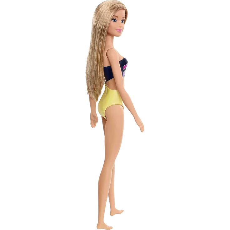 Barbie GHW41 - Beach Puppe mit Badeanzug im Streifenmuster, Spielzeug ab 3 Jahren – Bild 4