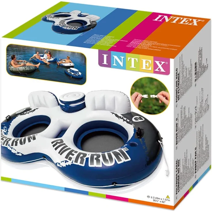 Intex 58837EU Aufblasbares Reifen, 243 x 157 cm, 0,45 mm, schwarz, blau, weiß – Bild 5