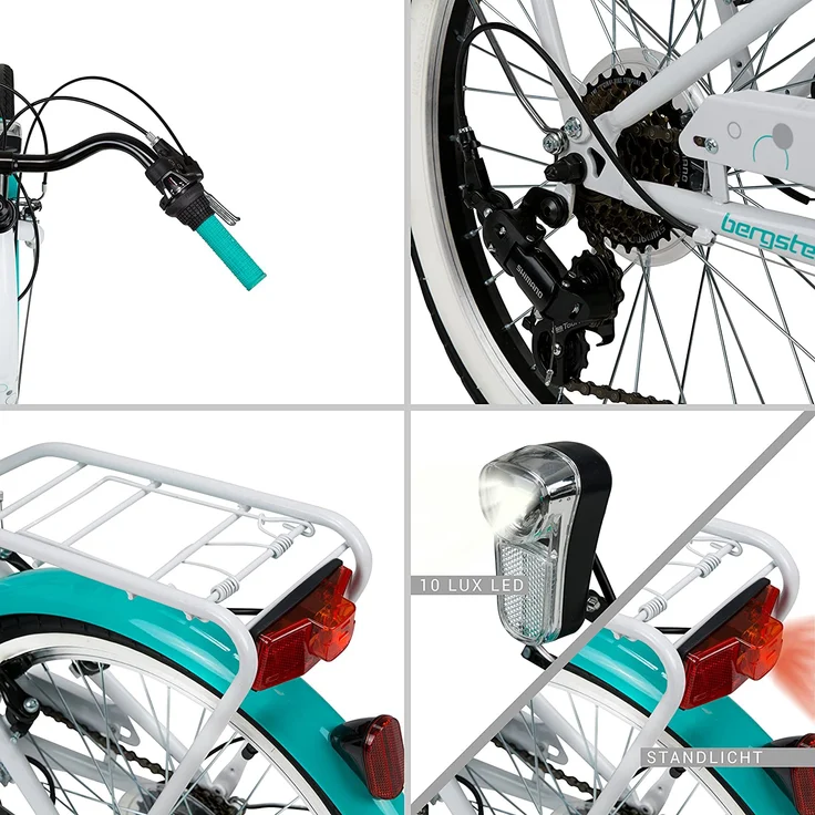 Bergsteiger Jugendfahrrad Atlantis, 6 Gang Shimano Tourney RD-TY300 Schaltwerk, 20 Zoll, RH 33 cm, blau – Bild 8