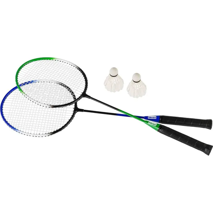 Idena Badminton-Set, 2 Schläger & 2 Federbälle mit Transporttasche