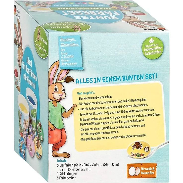 HTM. Buntes Eierfarben Färbeset 5 Farben, 5 Becher – Bild 2