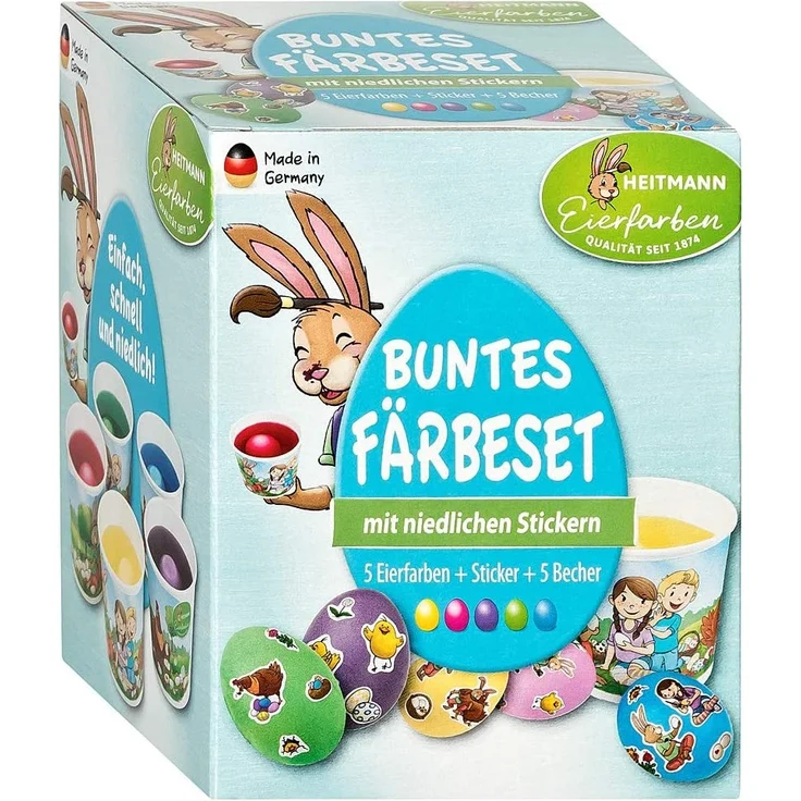 HTM. Buntes Eierfarben Färbeset 5 Farben, 5 Becher – Bild 1