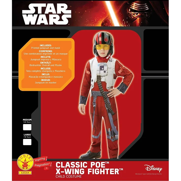 Rubie's offizieller Star Wars Poe X-Wing Kämpfer Classic, Kinderkostüm - groß (7-8 Jahre) – Bild 2