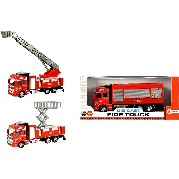 Toi-Toys 21650Z Die-cast Voiture Pompiers en Boîte 3-Ass Figur, Mehrfarbig