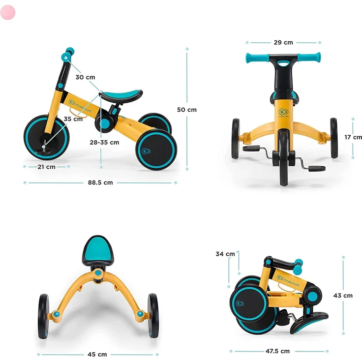 KinderKraft KINDERKRAFT 3-WHEEL BIKE 4TRIKE PRIMROSE YELLOW – Bild 6