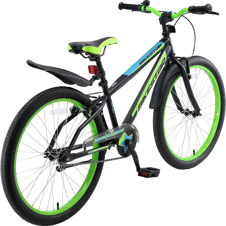 BIKESTAR Kinder Fahrrad ab 9 Jahre | 24 Zoll Urban Jungle Kinderrad | Schwarz Grün - Preisvergleich – Bild 3