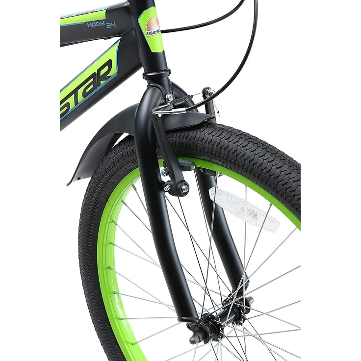 BIKESTAR Kinder Fahrrad ab 9 Jahre | 24 Zoll Urban Jungle Kinderrad | Schwarz Grün - Preisvergleich – Bild 7