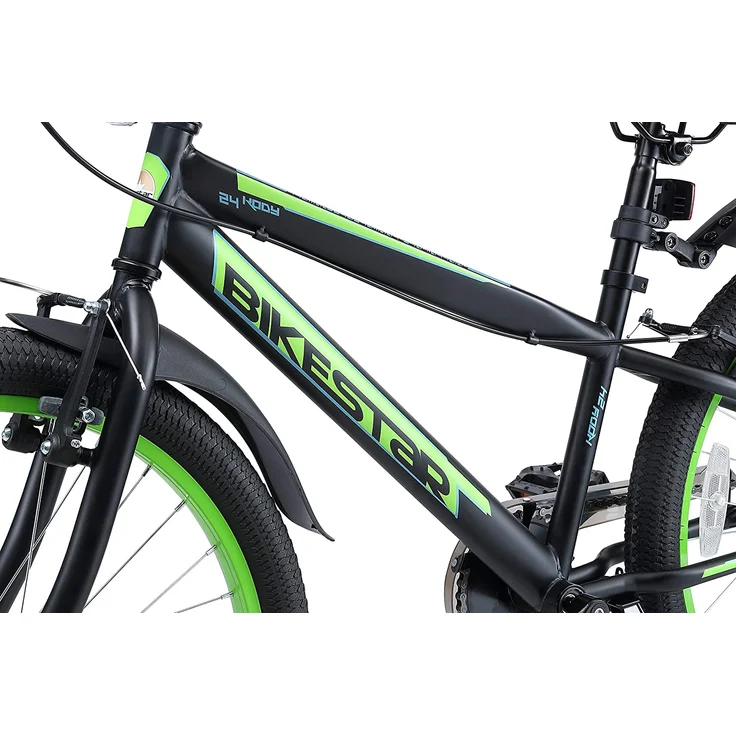 BIKESTAR Kinder Fahrrad ab 9 Jahre | 24 Zoll Urban Jungle Kinderrad | Schwarz Grün - Preisvergleich – Bild 8