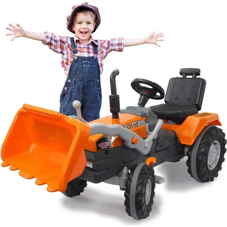 Trettraktor mit Frontlader Power Drag orange – Bild 1