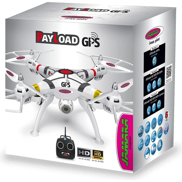 Jamara 422025 Payload GPS Altitude HD WiFi FPV-Position Hold, Coming Home, Kompass, LED Richtungsanzeige,Unterspannungswarnung, bis zu 40 km/h, Rotorblattschnellwechselsystem, Zuladung 350 g – Bild 2