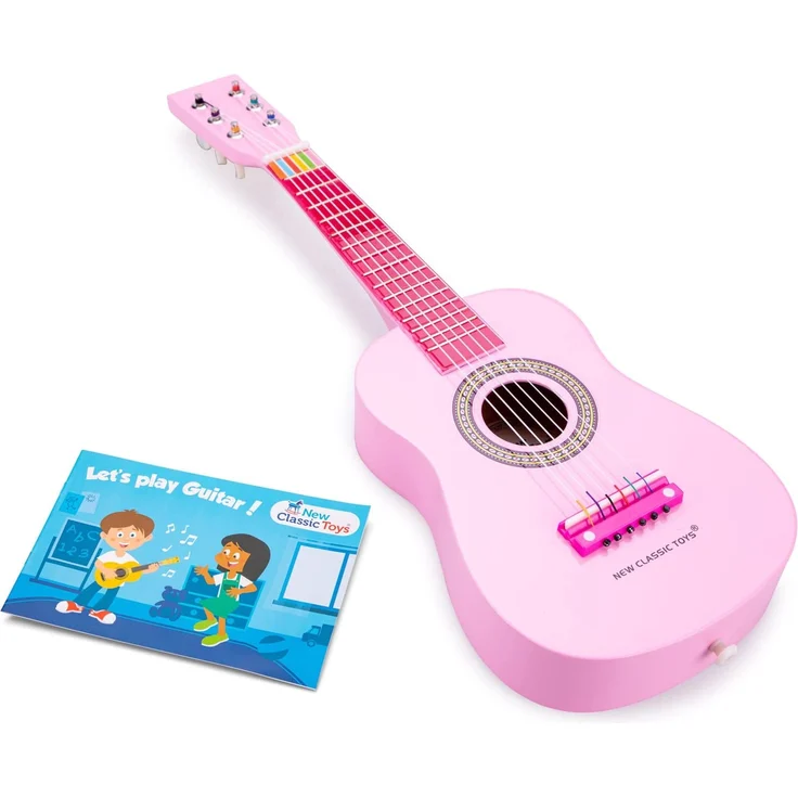 New Classic Toys - 10345 - Musikinstrument - Spielzeug Holzgitarre - Rosa – Bild 1