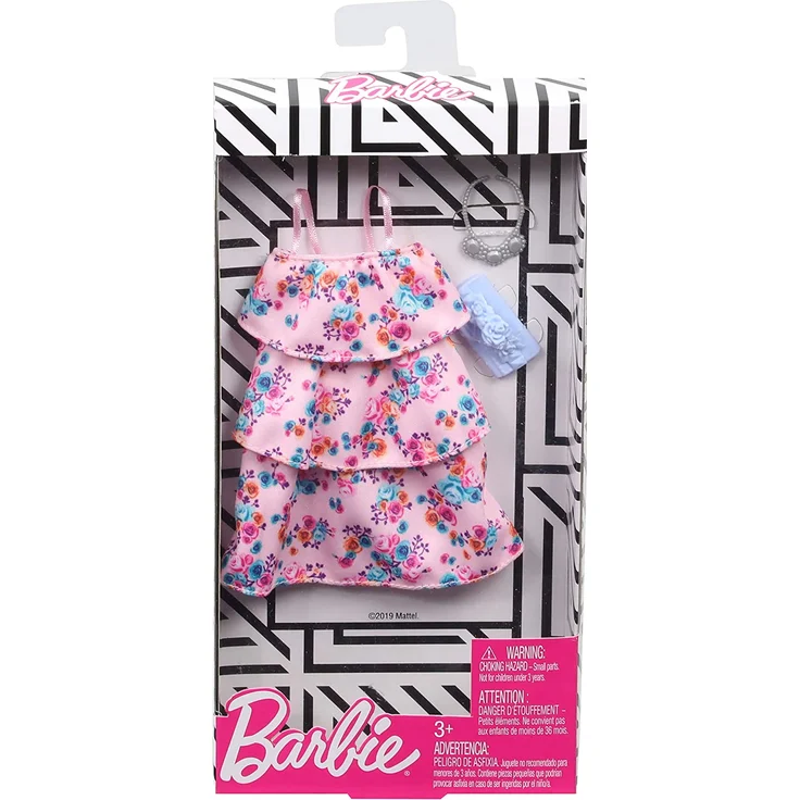 Blumen Volant-Kleid rosa | Barbie | Mattel GHW80 | Trend Mode Puppen-Kleidung – Bild 2