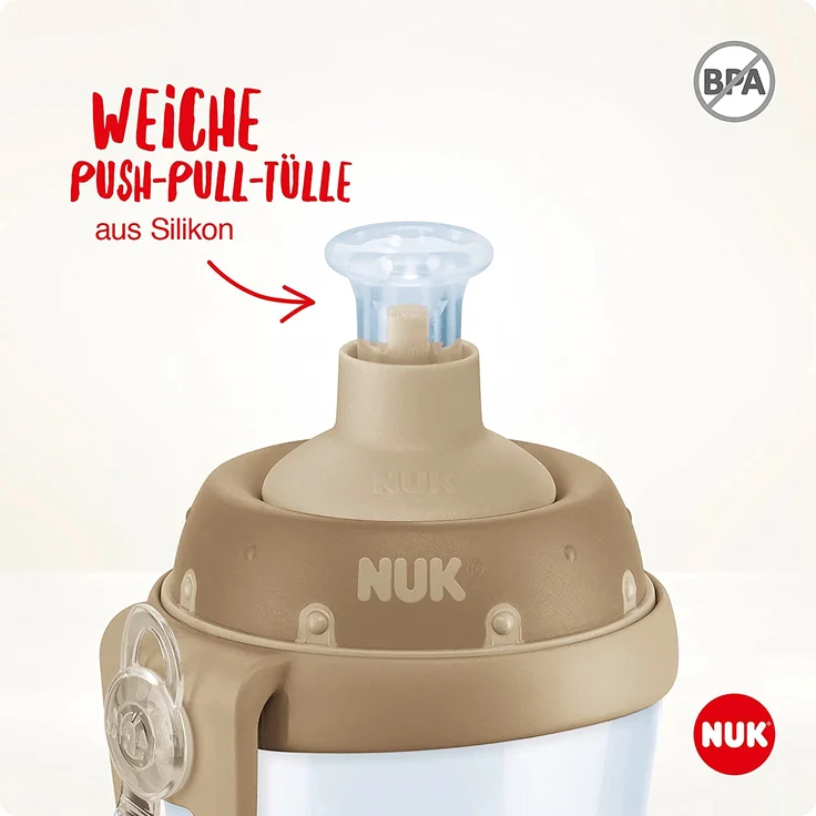 NUK Sports Cup Kinder Trinkflasche | 24+ Monate | auslaufsichere Push-Pull-Tülle | Clip und Schutzkappe | BPA-frei | 450 ml | Disney Minnie Maus (grau) – Bild 2