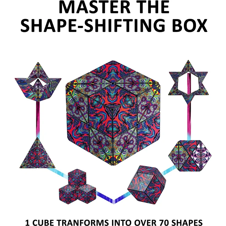 SHASHIBO Formwechsel Zauberwürfel - Preisgekrönt, Patentiert - Anti Stress Spielzeug - 36 Seltenerdmagnete - 3D Infinity Cube - Shashibo Magnetwürfel in Über 70 Formen Verwandelbar (Chaos) – Bild 4