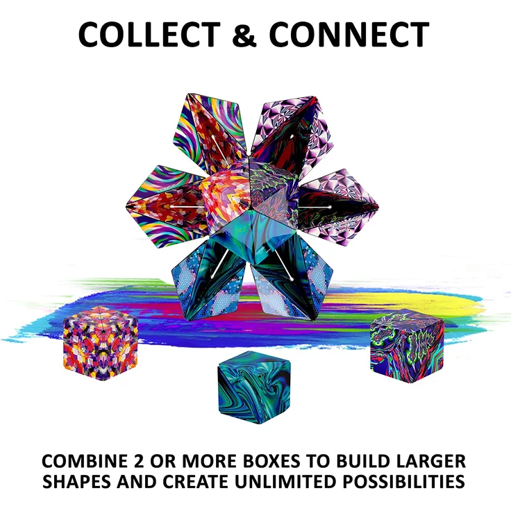 SHASHIBO Formwechsel Zauberwürfel - Preisgekrönt, Patentiert - Anti Stress Spielzeug - 36 Seltenerdmagnete - 3D Infinity Cube - Shashibo Magnetwürfel in Über 70 Formen Verwandelbar (Chaos) – Bild 6