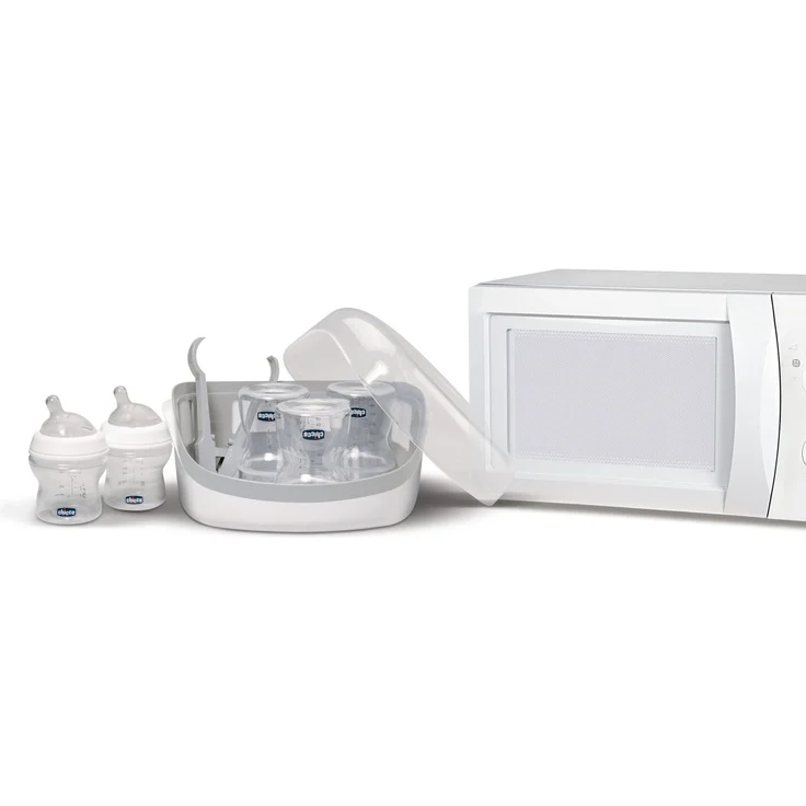 Chicco Sterilisator für die Mikrowelle, Dampfsterilisator für Babyflaschen, bis zu 5 Babyflaschen und Zubehör, weiß – Bild 9