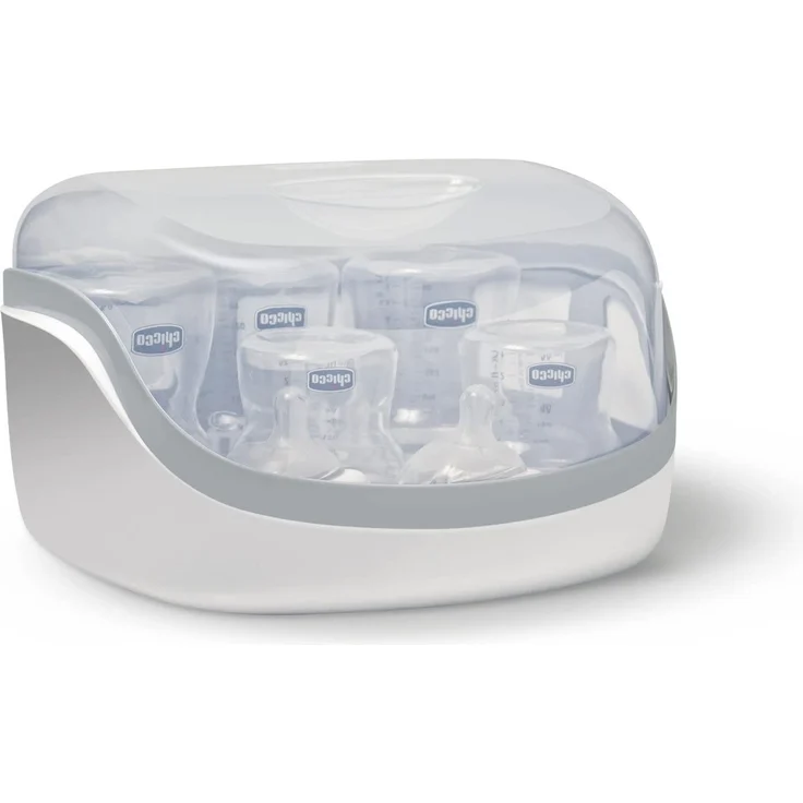 Chicco Sterilisator für die Mikrowelle, Dampfsterilisator für Babyflaschen, bis zu 5 Babyflaschen und Zubehör, weiß – Bild 2